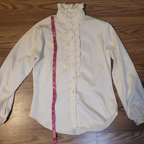 High Necked White Ruffled Blouse - Picture 7 of 11